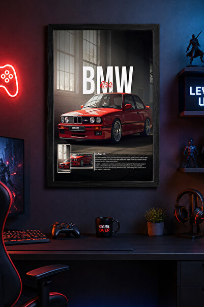 Charmbi Δώρο αφίσας BMW E30 με ξύλινο πλαίσιο, ζωγραφική τοίχου, Premium Έκδο...