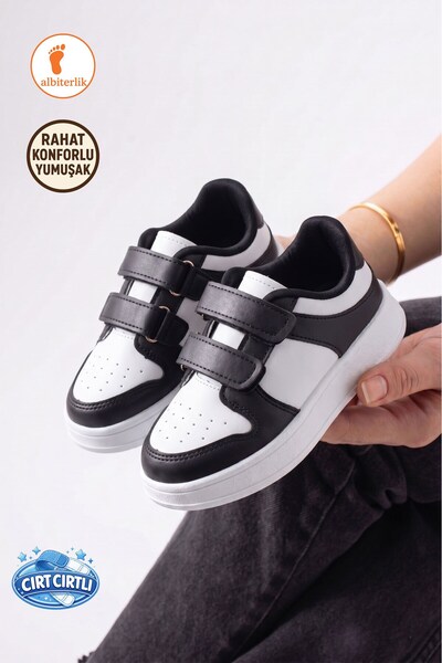 AlbiShoes Unisex Velcro Comfortable Sole Soft Daily School Girls Boys Sneaker...