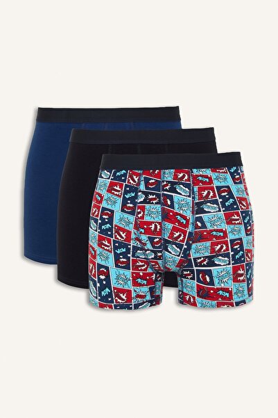 DeFacto Regular Fit Fun Printed 3-Piece Boxer H9452Ax26Au