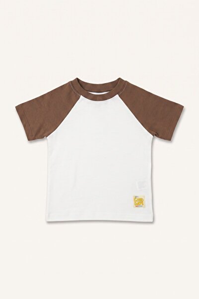 DeFacto Regular Fit Raglan Short Sleeve T-Shirt with Crest Detail for Baby Bo...