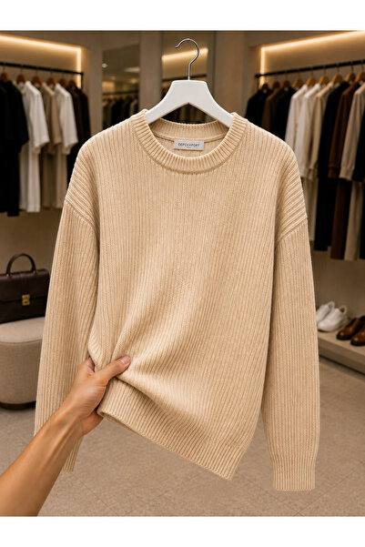 DepoExport Women's Premium Oversize Soft Crew Neck Knitwear Sweater