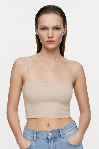 HAKKE Crop top cu bretele pentru femei Ribana
