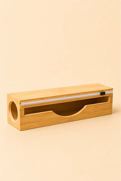 Denia Home Bamboo Kitchen Organizer Stretch & Foil Cutter, Paper Towel Holder...