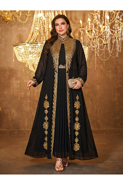 SUPGIR Plus Size Embellished Abaya Dress Set