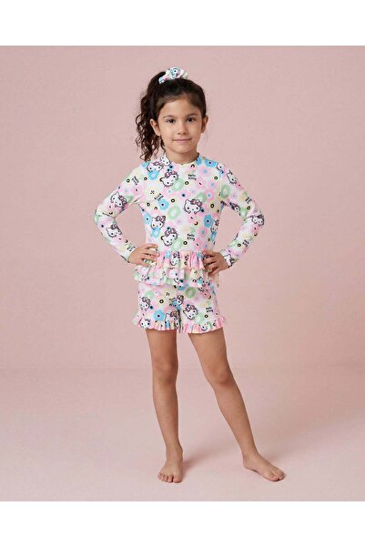 REDTAG Girls Pink Hello Kitty Frilled Swimwear 2 Piece Set