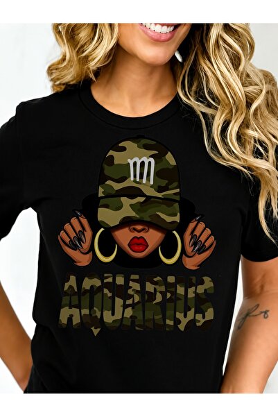 Generic Brand Camouflage Cap Aquarius Woman Design,100% cotton,crew neck,casu...