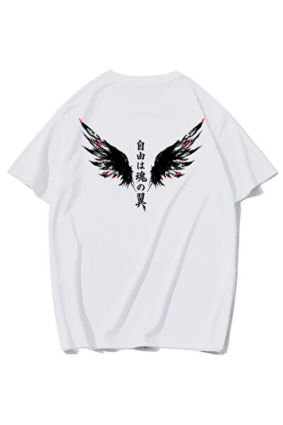 BRZ COLLECTION Unisex Oversize Soul Wings T-Shirt (White)