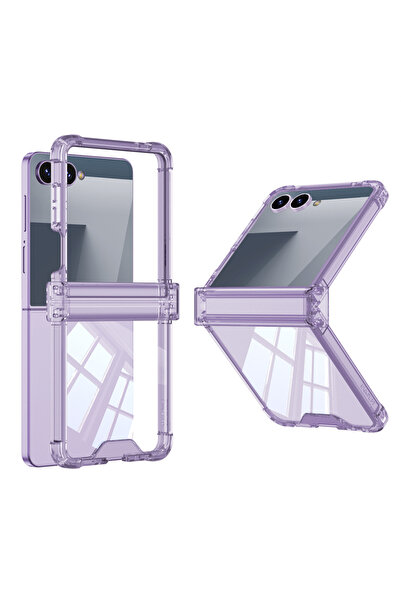 Choice15 Galaxy Z Flip7 Purple Transparent Hinged Protection Phone Case For Z...