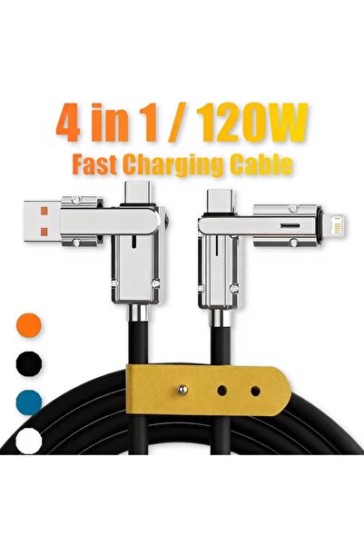 Choice5 1m Black 4 in 1 120W USB C Fast Charging Cable For iPhone 15 16 17 Pr...
