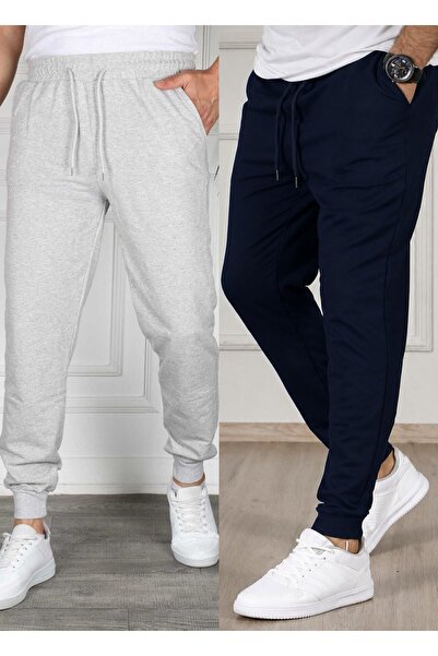 TORUK MAKTO Set of 2 Unisex Ribbed Leg Sweatpants Jogger Comfortable Fit Dail...