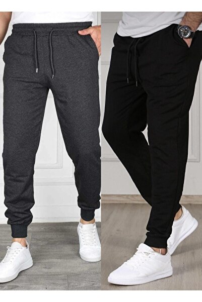 TORUK MAKTO Set of 2 Unisex Ribbed Leg Sweatpants Jogger Comfortable Fit Dail...