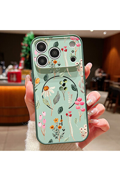 Choice56 iPhone17 Pro Max A088 Green Flowers Pattern Magnetic Phone Case For ...