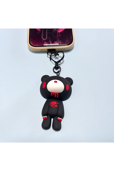 Choice Black Cute Violent Bear Phone Strap Y2K Pink Black Gloomy Bear Keychai...
