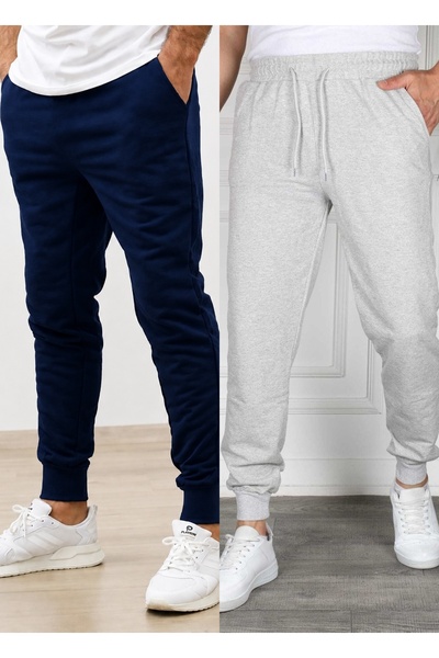 TORUK MAKTO Set of 2 Unisex Ribbed Leg Sweatpants Jogger Comfortable Fit Dail...