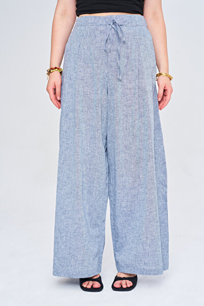 Orfeo Negro Women's Elastic Waist Drawstring Wide Leg Solid Color Trousers