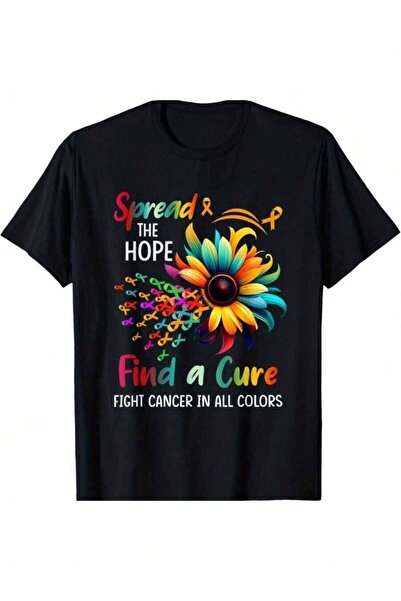 9JY Fight Cancer In All Color Spread-Hope Find A Cure Sunflower T-Shirt