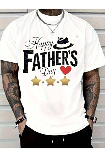 9JY Men's T-Shirt Father's Day Gift, Loose Casual Crew Neck With Dad, Hat & H...