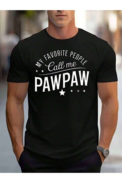 4CR تي شيرت "My Favorite People Call Me PAWPAW"، تي شيرت أسود أنيق بتصميم جذا...