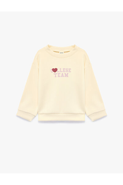Koton Viscose Blended Crew Neck Long Sleeve Printed Sweatshirt