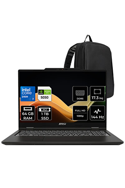 MSI VENTUREPRO 17 Intel Core 7 240H RTX 5050 8GB 45W 64GB RAM 1TB SSD 17.3″ F...