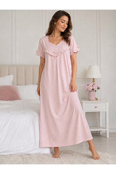 Alize Moda Short Sleeve 100% Cotton Plus Size Women's Nightgown