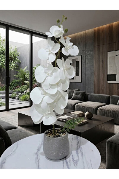 co arma Artificial Orchid Flower with Glass Vase Beautiful and Exquisite Shap...