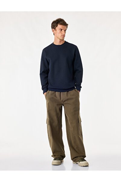 Koton Crew Neck Long Sleeve Ribbed Basic Sweatshirt