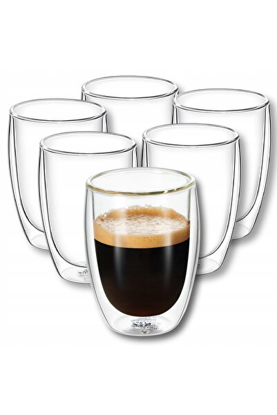 WILMAX ENGLAND Cesti Termo Sticla Dublu Perete WILMAX, 100ml, Espresso, Cappu...