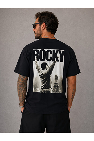 SOFT AURA Unisex Black Oversize T-Shirt Rocky