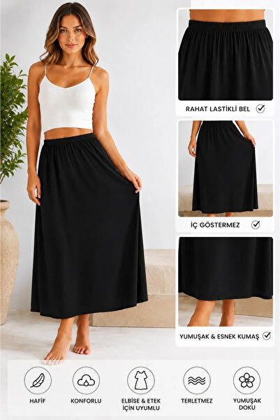 bysoca Women's Black Cotton Combed Cotton Underwear Skirt Inner Lining Pettic...