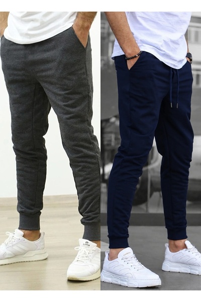 TORUK MAKTO Set of 2 Unisex Ribbed Leg Sweatpants Jogger Comfortable Fit Dail...