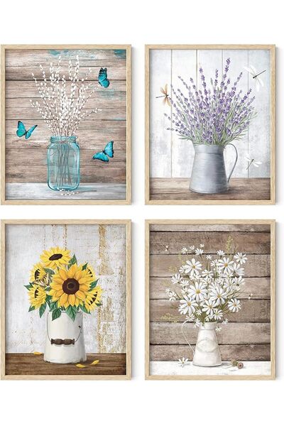 HAUS AND HUES Botanical Plant Wall Art Prints - Set of 4 Plant Decor Prints, ...