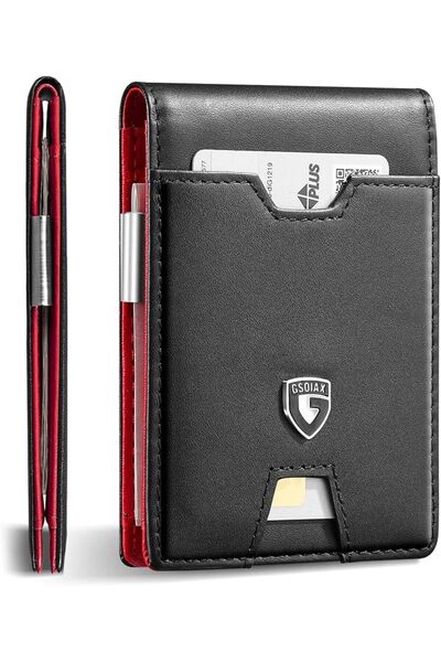 GSOIAX Mens Slim Wallet RFID Blocking Bifold wallets for men Minimalist Genui...