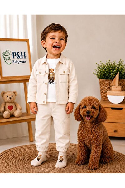 P&H BABYWEAR طقم من 4 قطع للأولاد الصغار/الأطفال مع جوارب غاباردين سفاري وطبا...