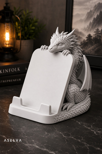 Aselva Ejderha Telefon ve Tablet Standı – Dekoratif Dragon Figürlü Masaüstü T...