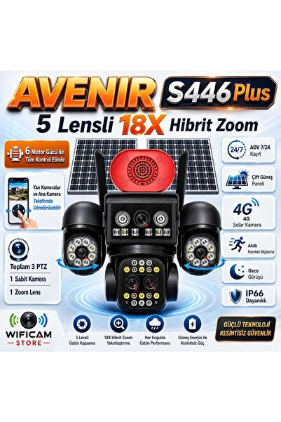 AVENİR S446 Plus 5 Lens 6 Motor 18X Zoom 4G Solar Kamera