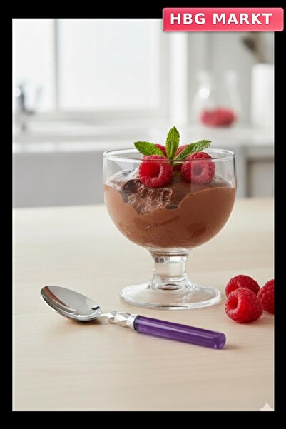 Generic Brand Set of 6 Stainless Steel Purple Dessert Spoons