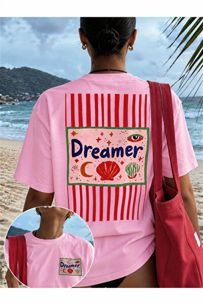 OVER HEAD Women's Dreamer Star Printed Oversized T-Shirt