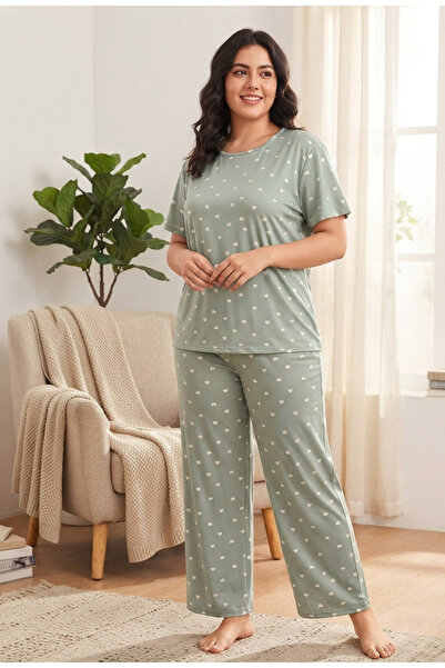 Chordi Set de pijamale pentru femei, supradimensionate, cu imprimeu, cu mânec...