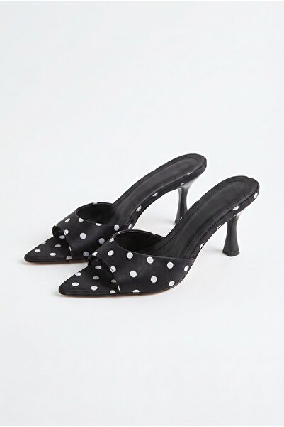 Efnaz style Women's Polka Dot Pointed Toe Slippers Black