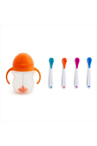 Munchkin Click-Lock Tip Straw Training Cup, 6 Months+, 207ml, Orange and Temp...