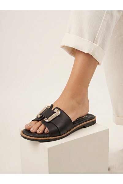 Mammamia 1430 Daily Buckle Poly Sole Comfortable Genuine Leather Slippers