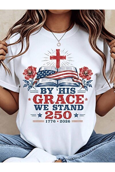 kai22 Plus Size, Women's 1776-2026 USA Anniversary T-Shirt - Patriotic Cross ...