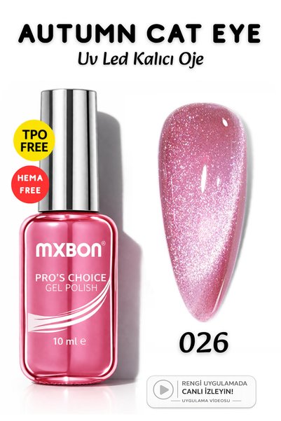 Mxbon Uv Led Kalıcı Oje 10 ml Hema & TPO Free Autumn Cat Eye - 026