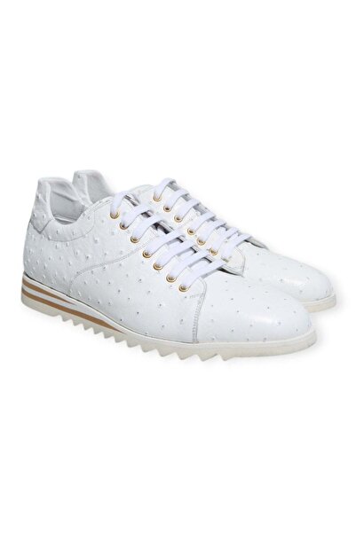 FRANCO CALVANI White Color Lace-Up Genuine Leather Men's Shoes