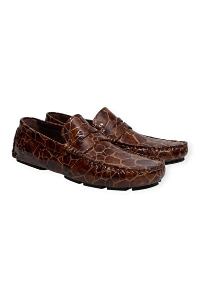 FRANCO CALVANI Brown Laceless Genuine Leather Men's Shoes