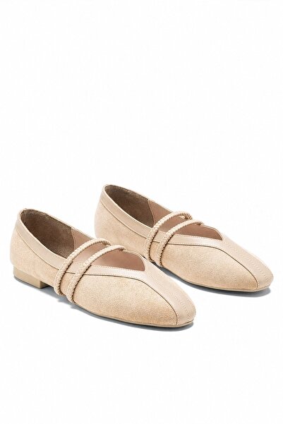 Dedos Women's Buckle Leather Detailed Suede Ballerinas 2015