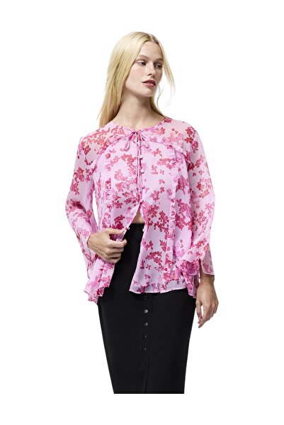 French Connection Women Isla Hallie Crinkle Tie Neck Top
