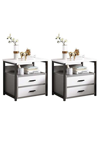 JCB CHIC Multi-Functional Nightstand With 2 Drawer,Molden Bedside Table,Woode...