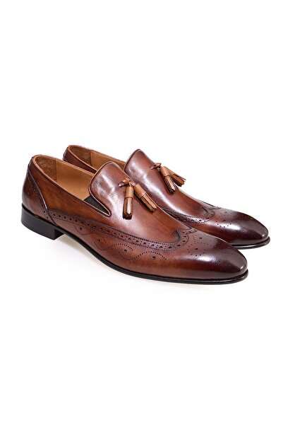 FRANCO CALVANI Tan Color Laceless Genuine Leather Men's Shoes